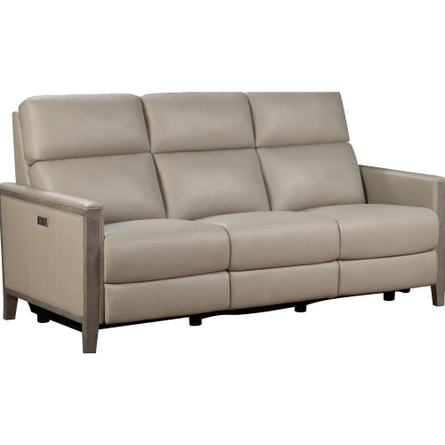 Hartman Power Reclining Sofa w/ Power Head Rests in Bentley Dove Top Grain Leather